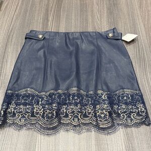 Patrizia Pepe Navy Mini Skirt with Lace Detail
